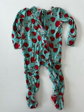 Posh Peanut Bamboo Ruffled Footie Pajama, Strawberries And Flowers, 6-9 Months